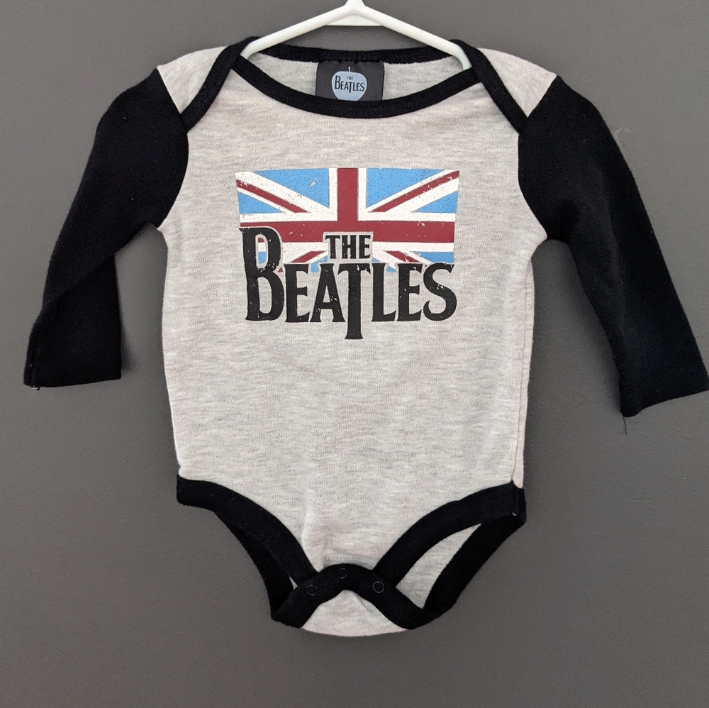 The Beatles grey & black long sleeved onesie
